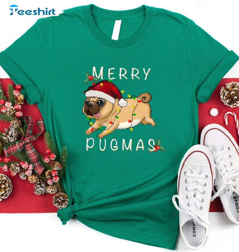 Christmas Pug Shirt - Merry Pugmas Short Sleeve Unisex T-shirt