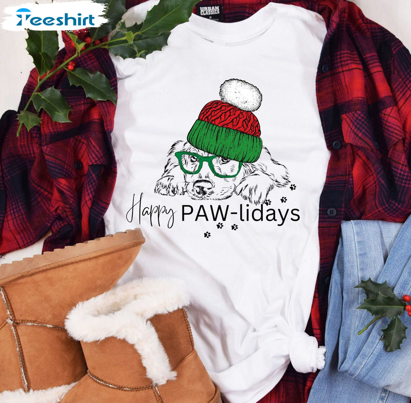 Happy Pawlidays Shirt - Dog Christmas Sweater Unisex Hoodie