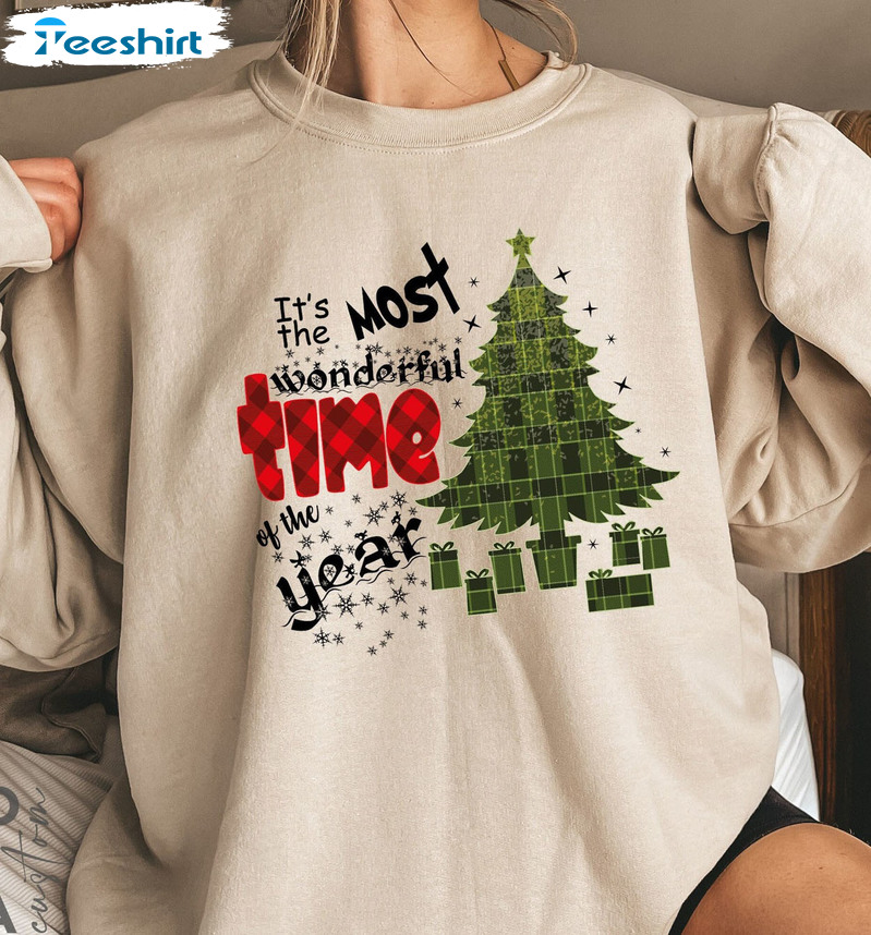 Wonderful Time Of The Year Shirt - Christmas Tree Crewneck Unisex Hoodie