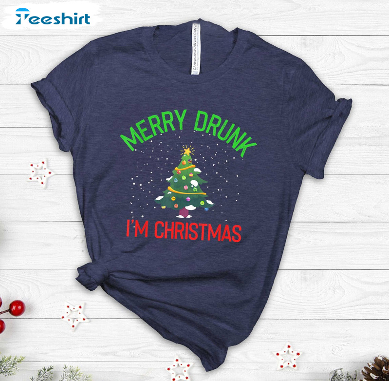 Merry Drunk I'm Christmas Shirt - Christmas Drinking Long Sleeve Tee Tops