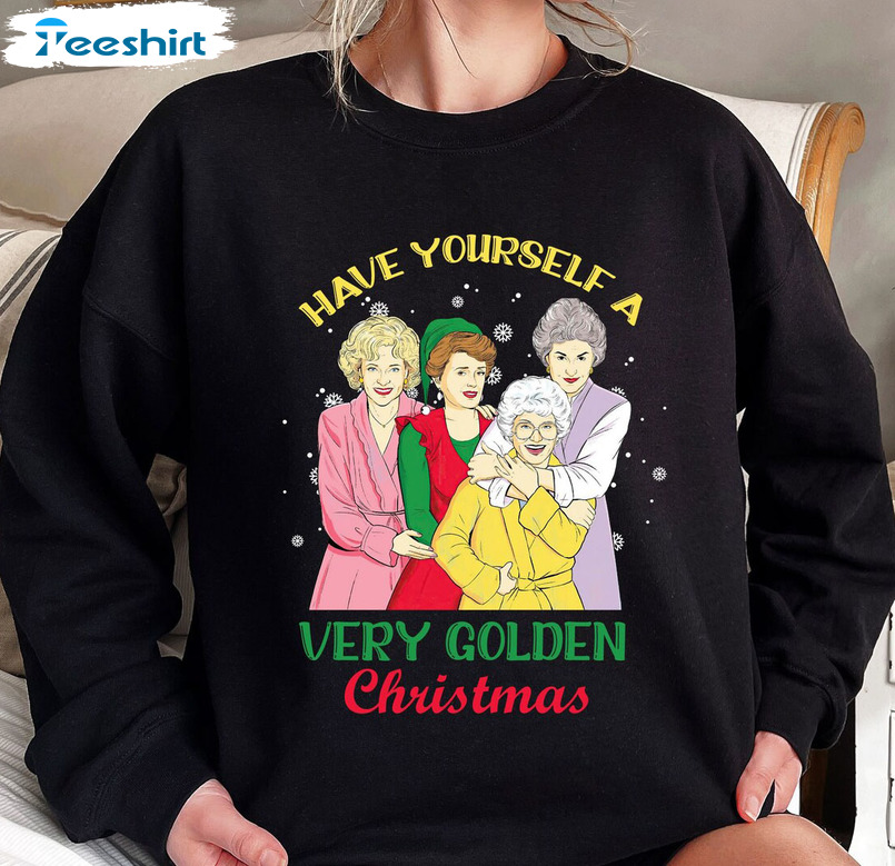 Have Yourself A Very Golden Christmas Trendy Sweater Short Sleeve