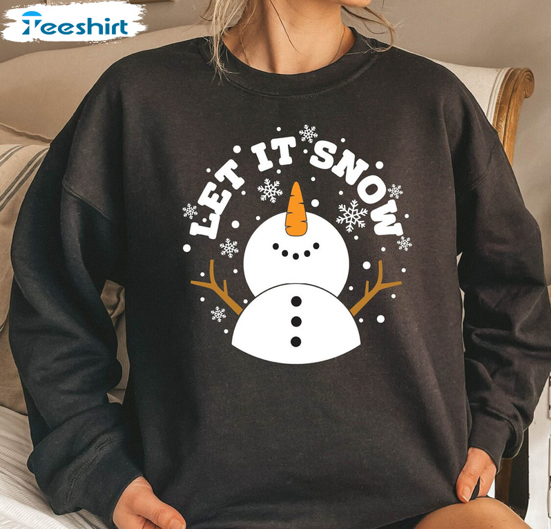 Let It Snow Shirt - Snowman Short Sleeve Unisex Hoodie