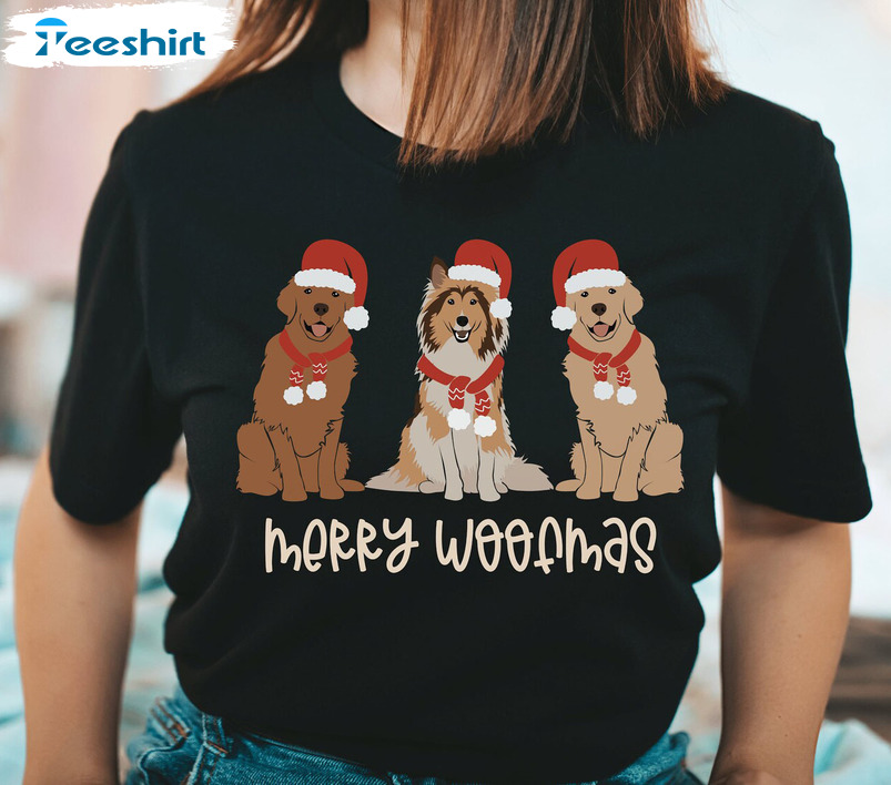 Merry Woofmas Shirt - Christmas Santa Dog Long Sleeve Unisex Hoodie