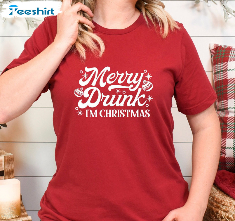 Merry Drunk I'm Christmas Shirt - Christmas Unisex Hoodie Sweatshirt Vintage Style