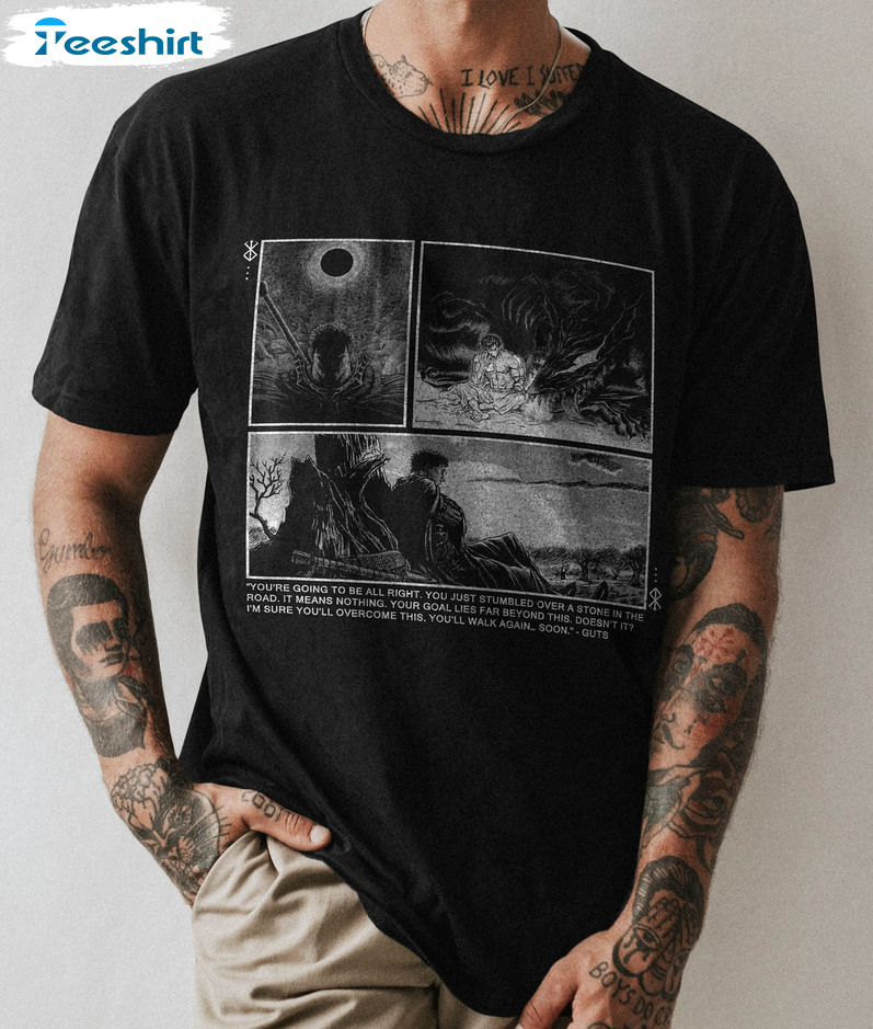 Berserk Shirt - Black Swordsman Sweater Short Sleeve