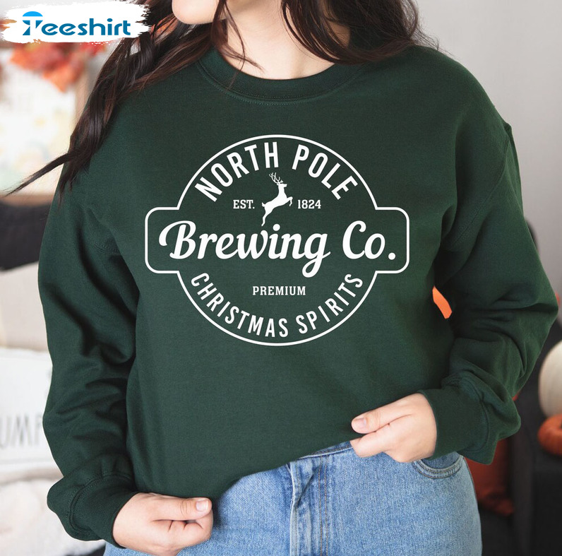 North Pole Brewing Co Shirt - Christmas Reindeer Sweatshirt Long Sleeve