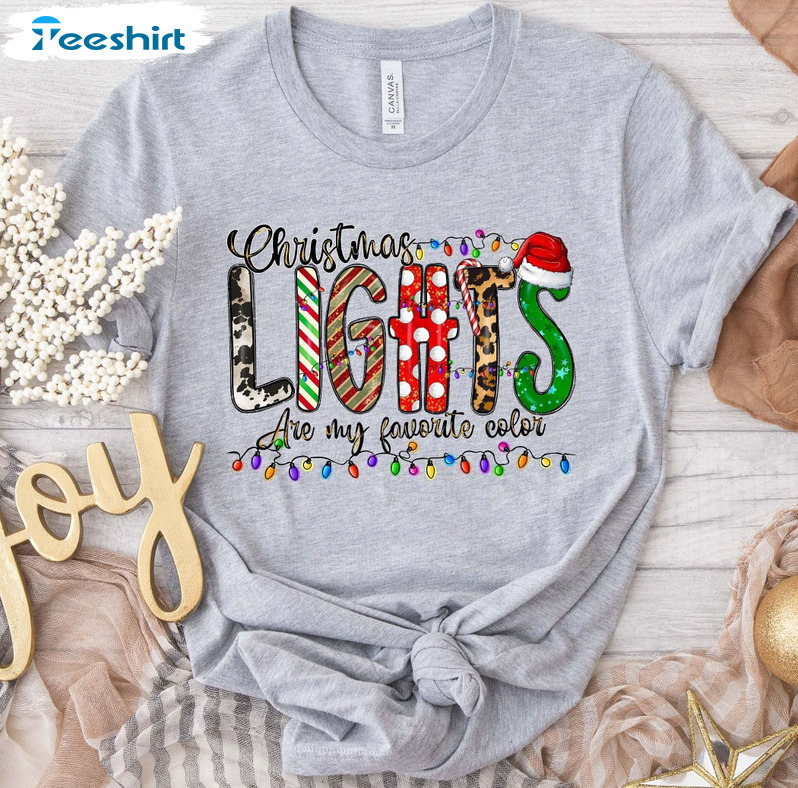 My Favorite Color Is Christmas Lights Shirt - Christmas Family Long Sleeve Sweatshirt