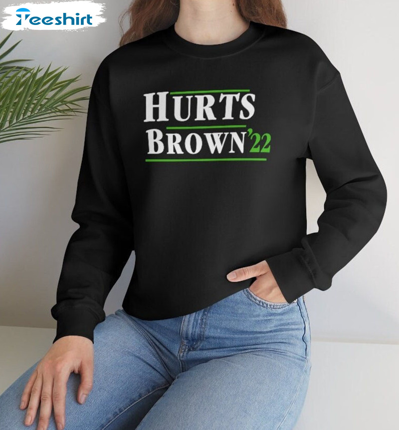 Hurts Brown 22 Shirt - Jalen Hurts Unisex Hoodie Short Sleeve