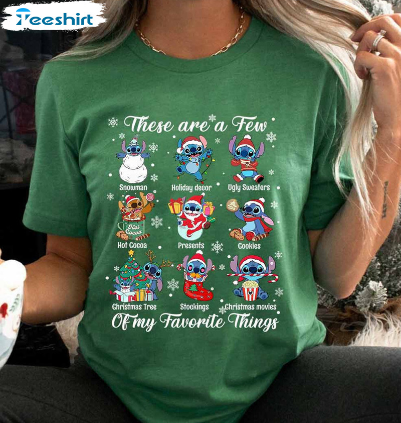 These Are A Few Of My Favorite Things Shirt - Disney Stitch Christmas Long  Sleeve Unisex Hoodie