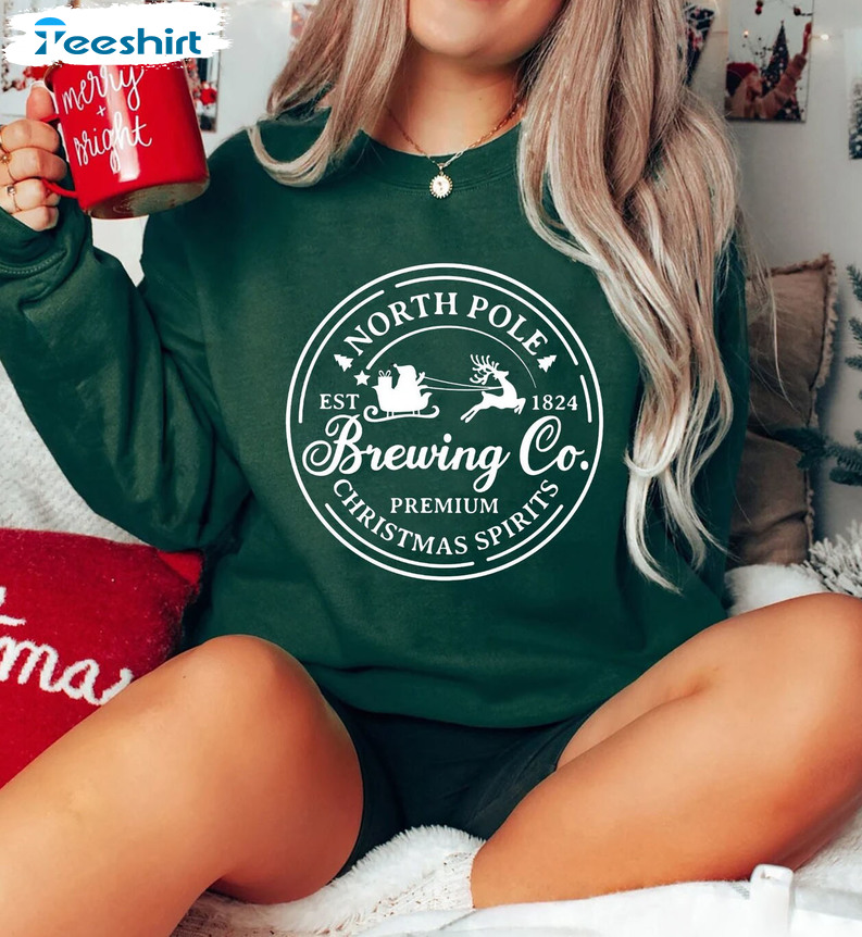 North Pole Brewing Co Shirt - Christmas Reindeer Crewneck Sweatshirt