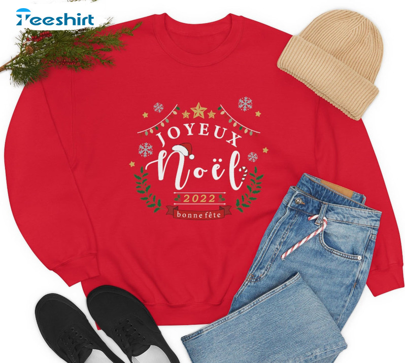 Joyeux Noel Shirt, Christmas French 2022 Sweatshirt Short Sleeve