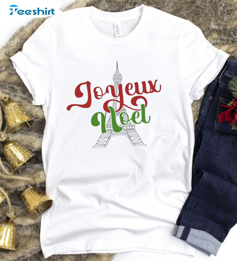 Joyeux Noel Shirt, Christmas Eiffel Tower Paris Unisex Hoodie Tee Tops