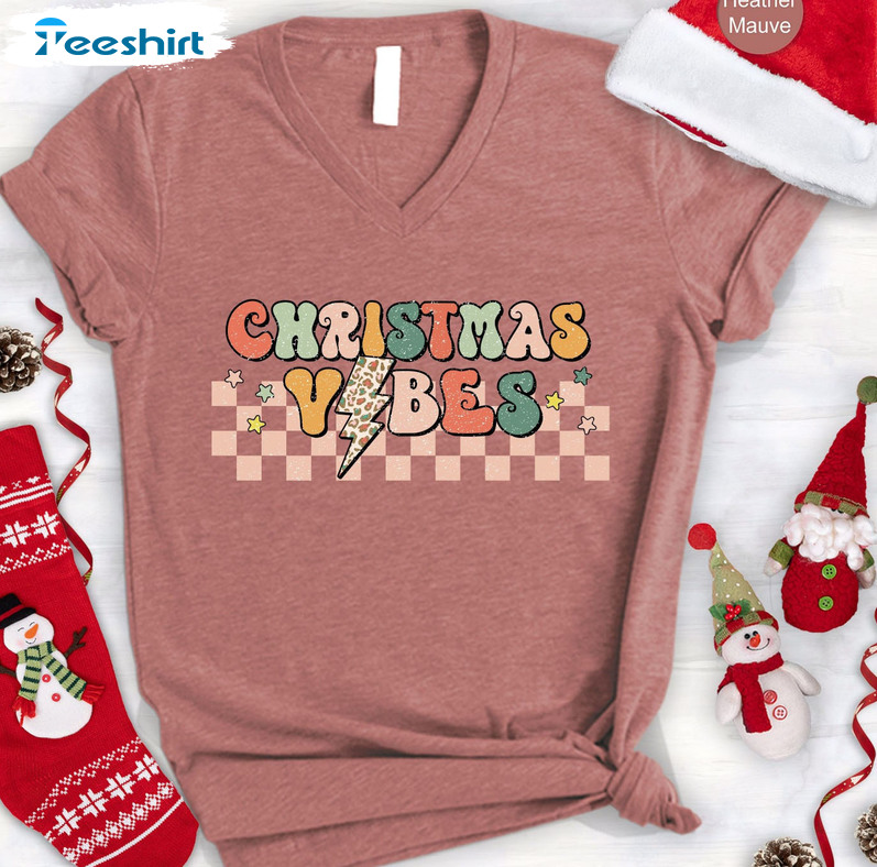 Christmas Vibes Sweatshirt, Vintage Unisex Hoodie Long Sleeve