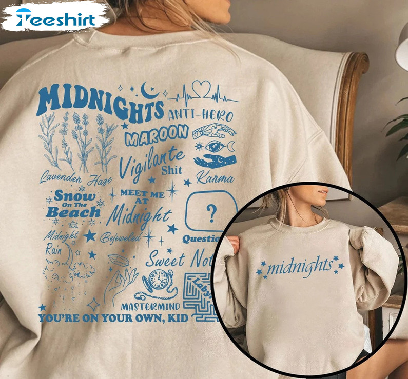 Midnights Tracklist Shirt, Meet Me At Midnight Short Sleeve Tee Tops