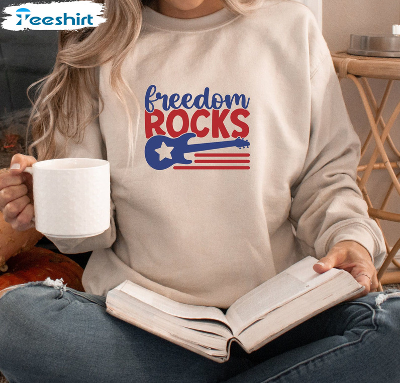 Freedom Rocks Shirt, Independence Day Rocks Long Sleeve Unisex T-shirt