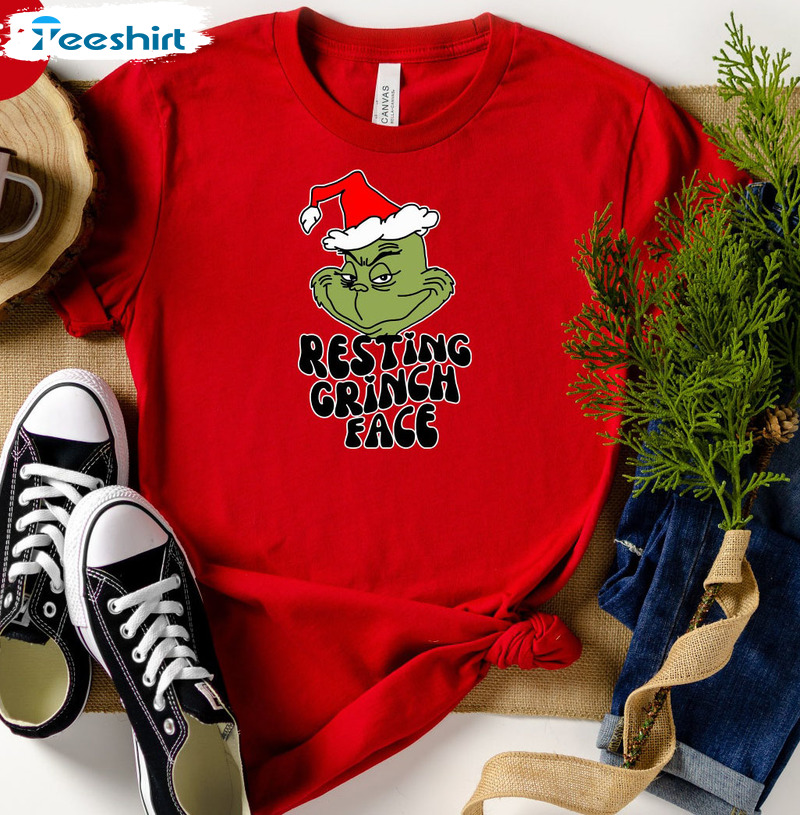 Resting Grinch Face Shirt, Christmas Unisex T-shirt Sweatshirt