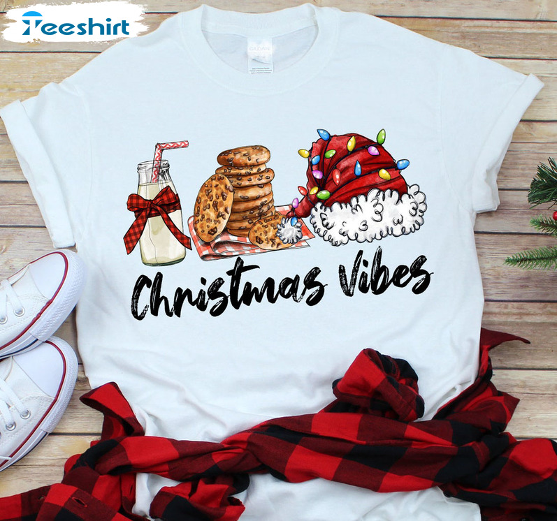 Christmas Vibes Shirt, Christmas Cookies Short Sleeve Tee Tops