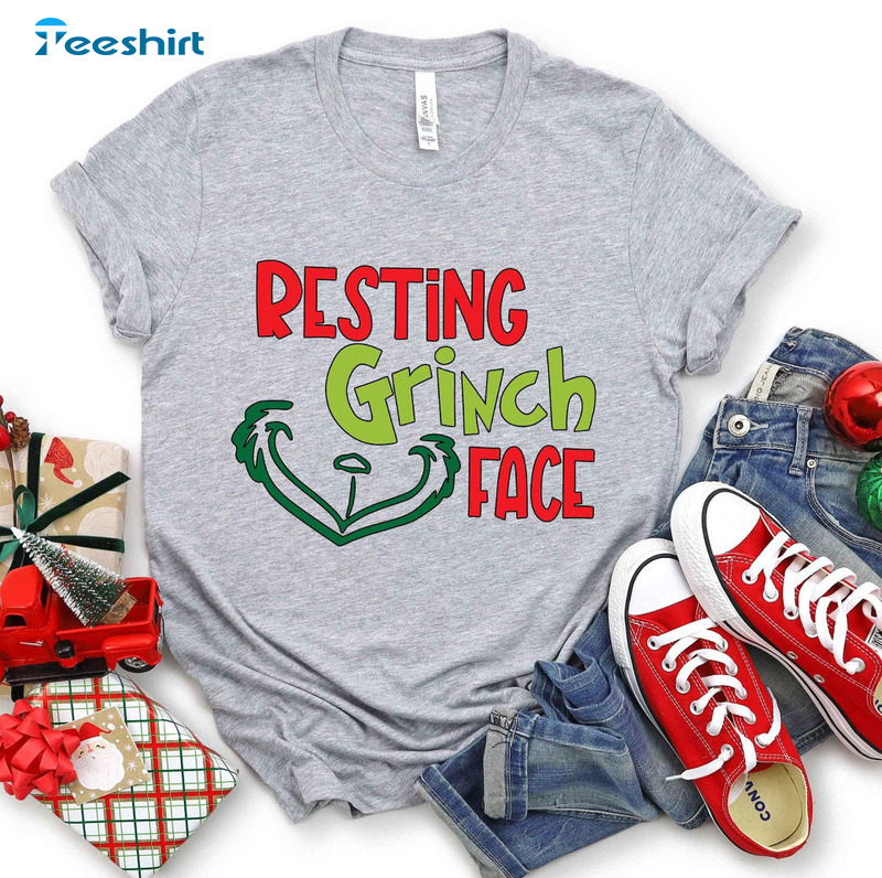 Resting Grinch Face Shirt, Grinch Smiling Face Tee Tops Unisex Hoodie