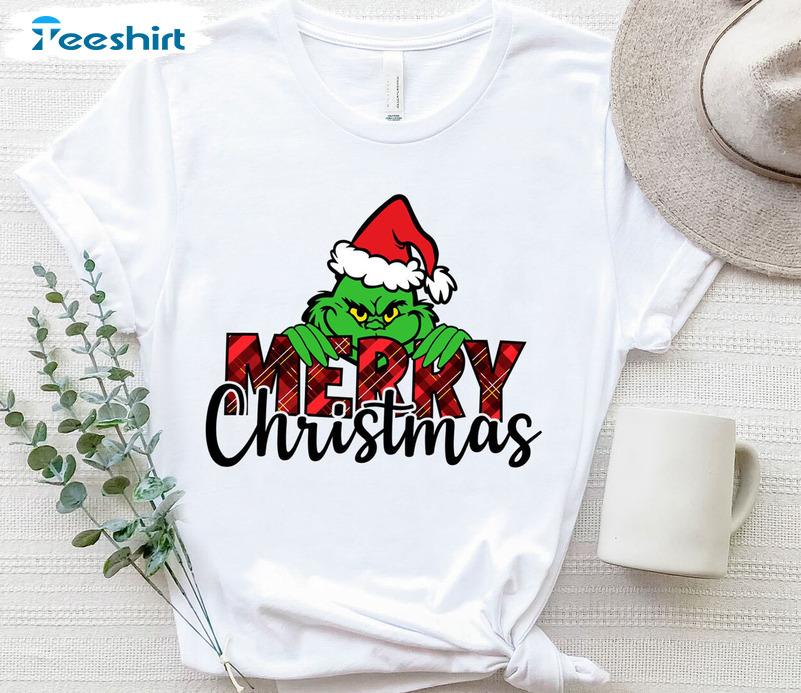 Merry Christmas Grinch Shirt, Funny Xmas Unisex Hoodie Long Sleeve