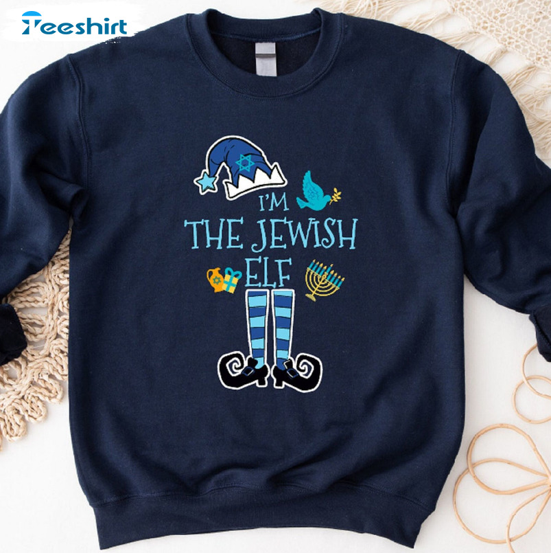 I'm The Jewish Elf Shirt, Happy Chrismukkah 2022 Crewneck Long Sleeve