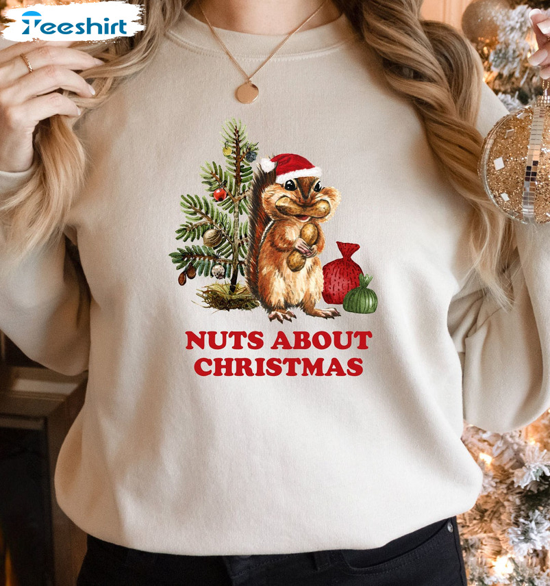 Nuts About Christmas, Squirrel Lights Unisex Hoodie Sweatshirt