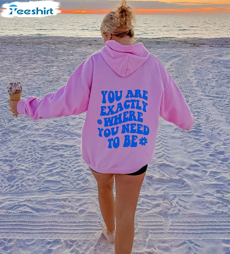 You Are Exactly Where You Need To Be Sweatshirt, Trendy Long Sleeve Crewneck