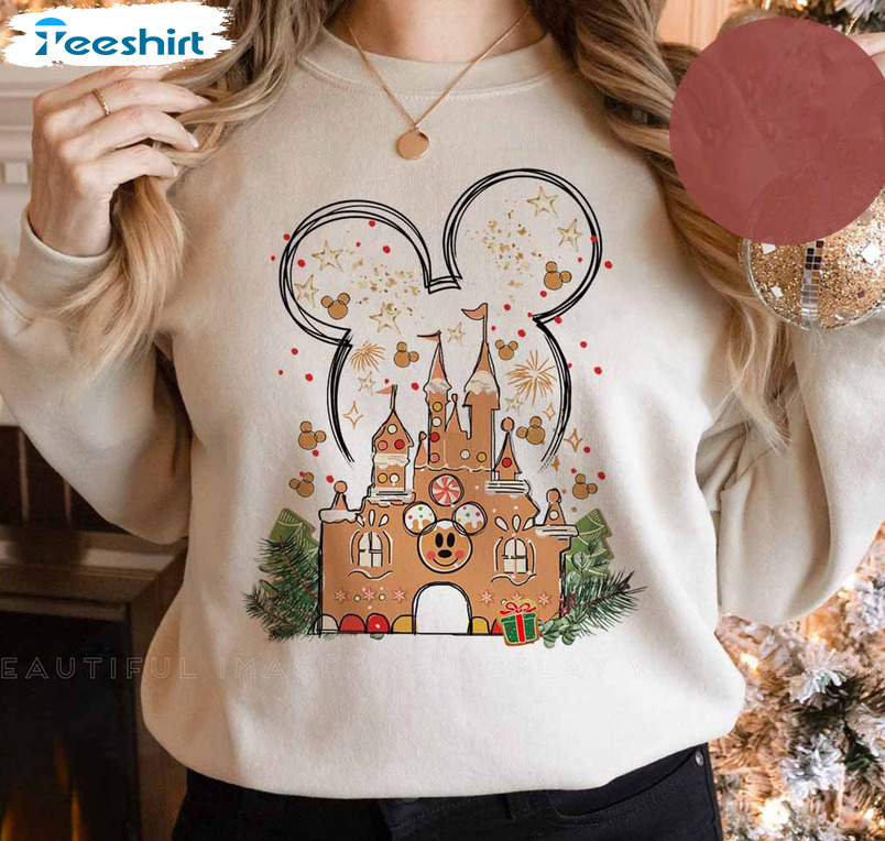 Disney Gingerbread Castle Shirt, Christmas Long Sleeve Tee Tops