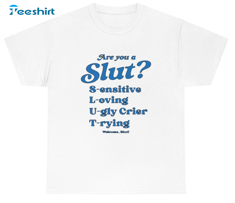 Are You Slut Shirt, Trendy Short Sleeve Sweatshirt