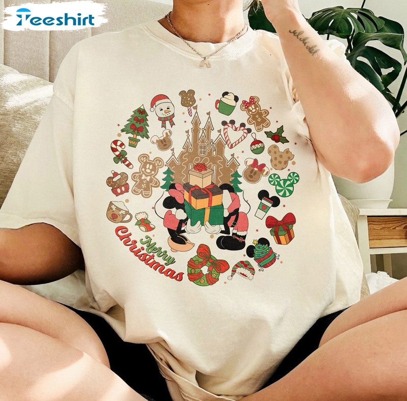 Vintage Mickey And Minnie Gingerbread Christmas Trendy Sweatshirt Unisex T-shirt