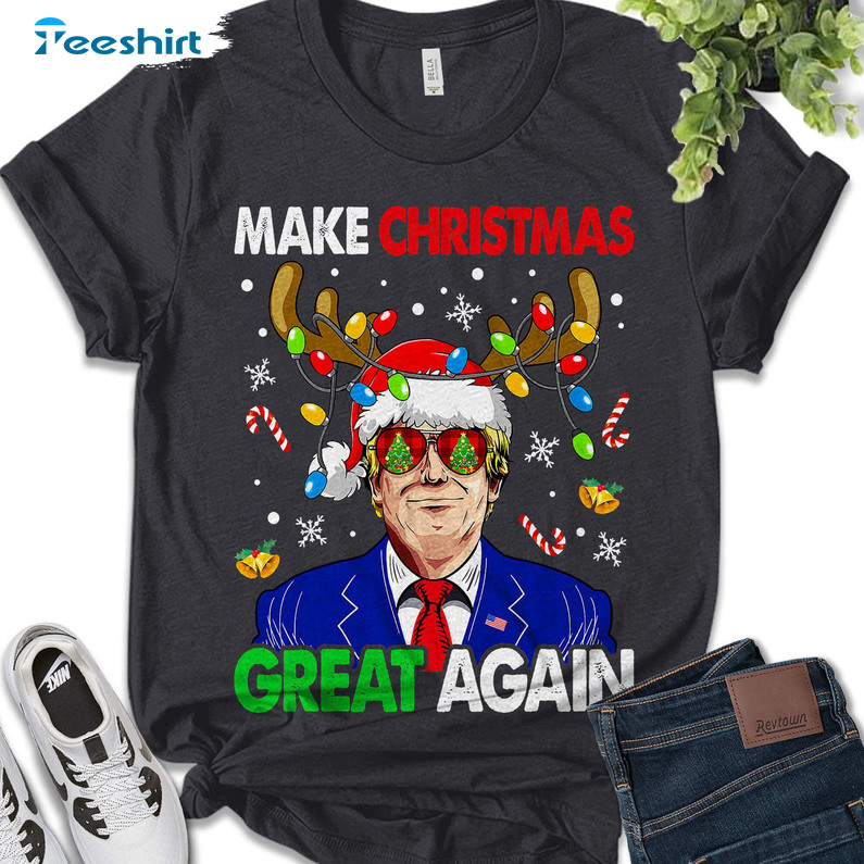 Make Great Xmas Again Shirt, Funny Trump 2024 Sweater Unisex Hoodie