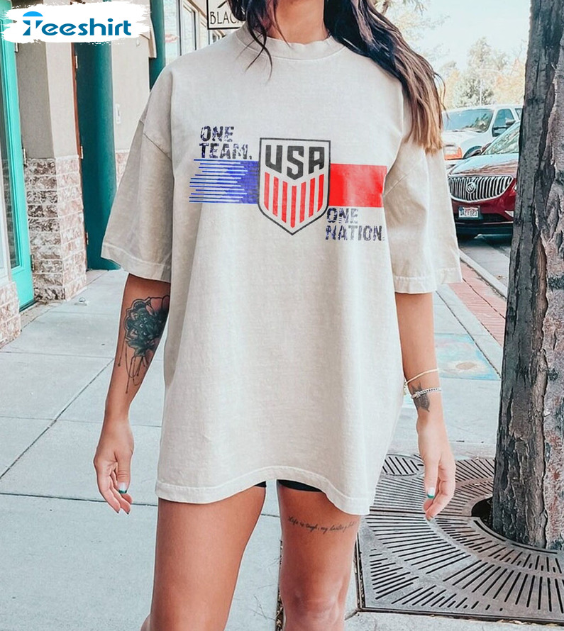 One Team One Nation Shirt, USA World Cup 2022 Long Sleeve Tee Tops