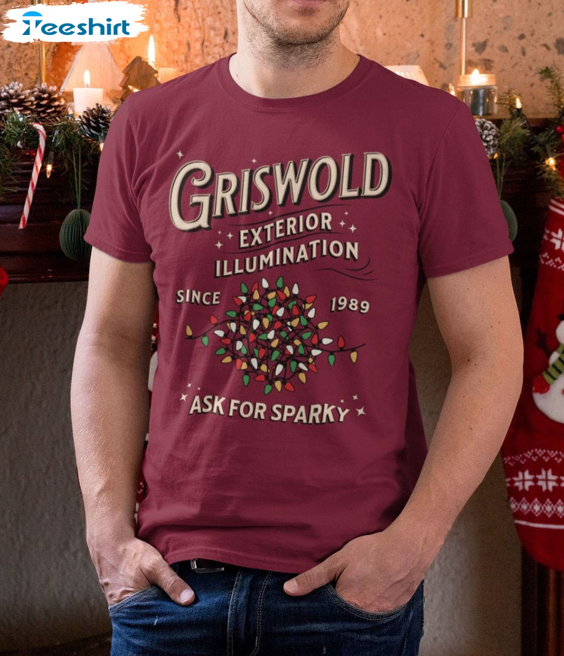Griswold Exterior Illumination Shirt, Family Christmas Long Sleeve Tee Tops