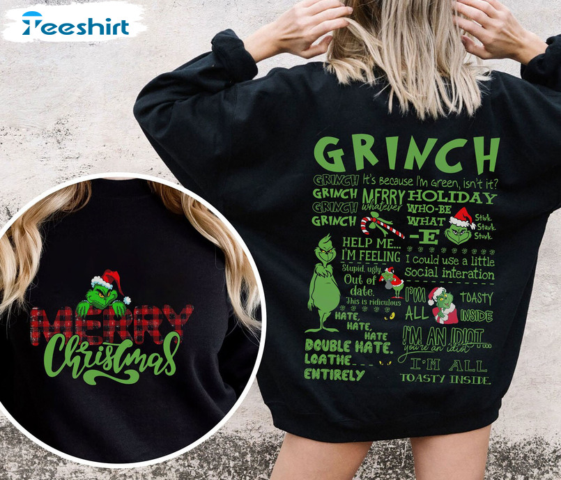 Merry Grinchmas Shirt, Funny Grinch Christmas Long Sleeve Unisex Hoodie