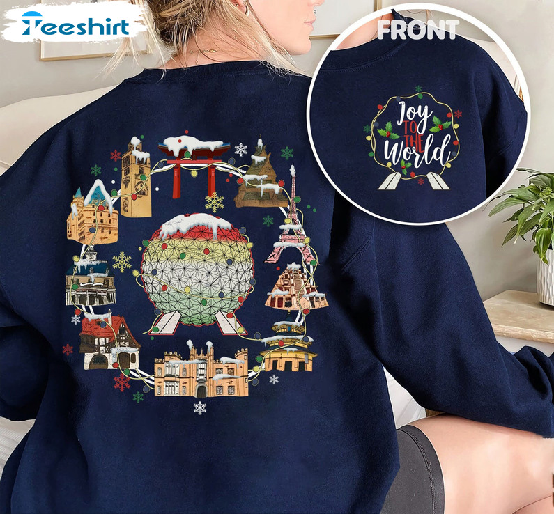 Joy To The World Disney Shirt, Mickey Christmas Sweater Short Sleeve