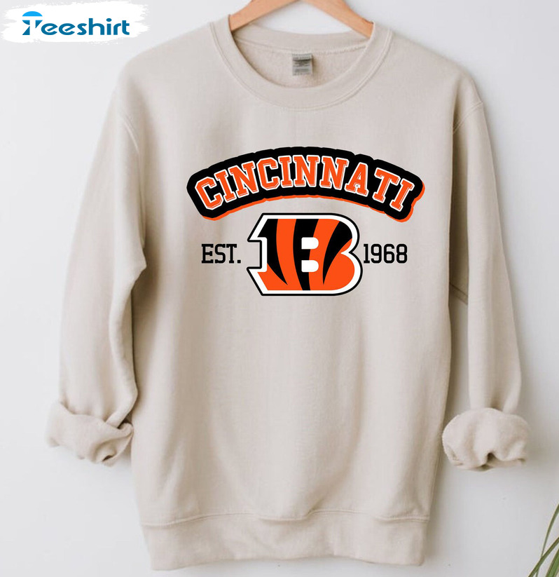 Cincinnati EST 1968 Shirt, Cincinnati Bengals Football Unisex Hoodie Crewneck