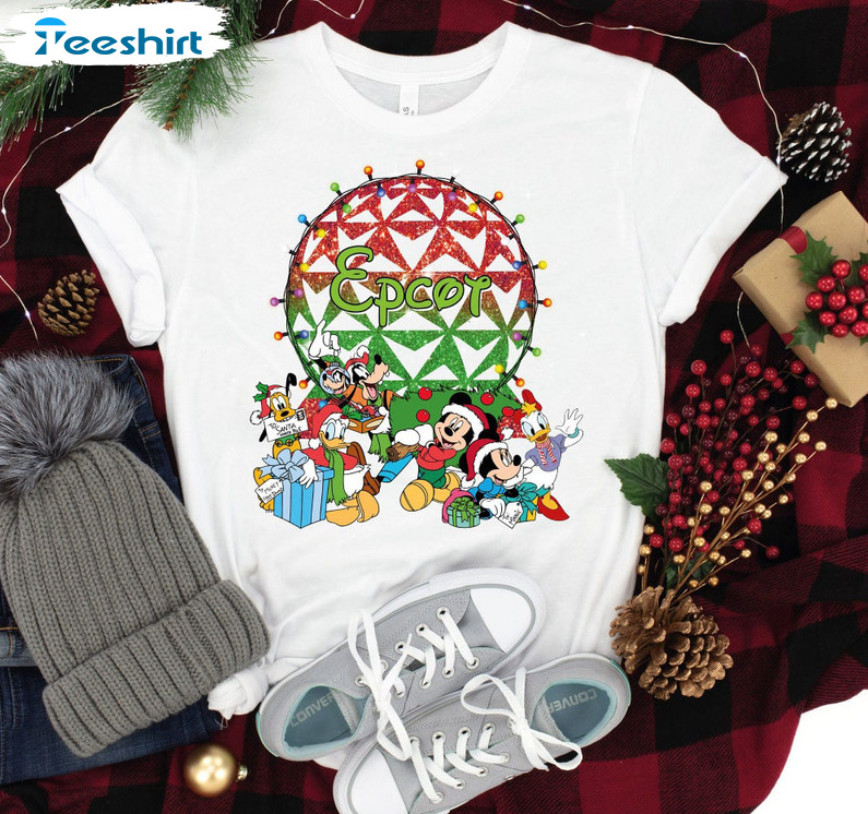 Disney Group Epcot Shirt, Christmas Mickey And Friends Short Sleeve Sweatshirt