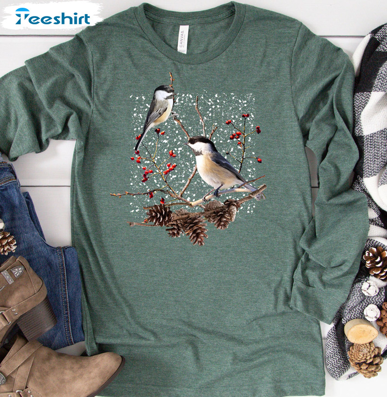 Christmas Bluebird Shirt, Vinatge Unisex T-shirt Short Sleeve