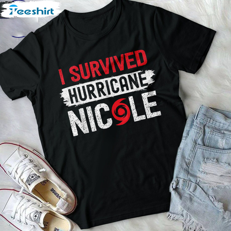 I Survived Hurricane Nicole Shirt, Trending Short Sleeve Unisex Hoodie