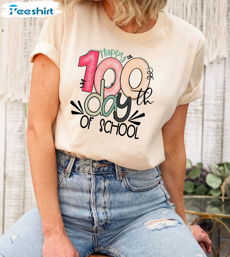 Happy 100 Days Of School Shirt, Back To School Long Sleeve Sweatshirt