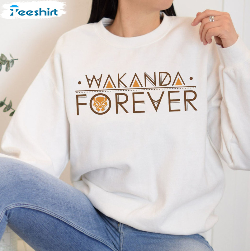 Wakanda Forever Sweatshirt, The King Black Panther Unisex Hoodie Short Sleeve