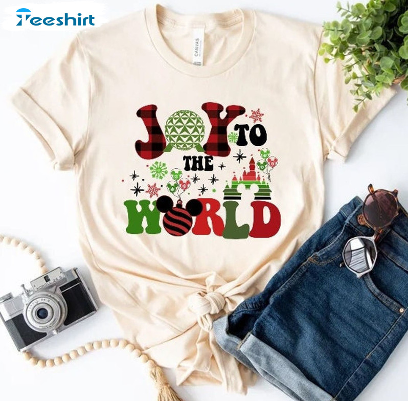 Joy To The World Christmas Shirt, Mickey Christmas Long Sleeve Tee Tops