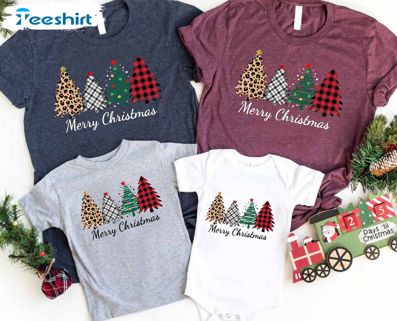 Merry Christmas Sweatshirt, Leopard Christmas Tree Unisex T-shirt Short Sleeve