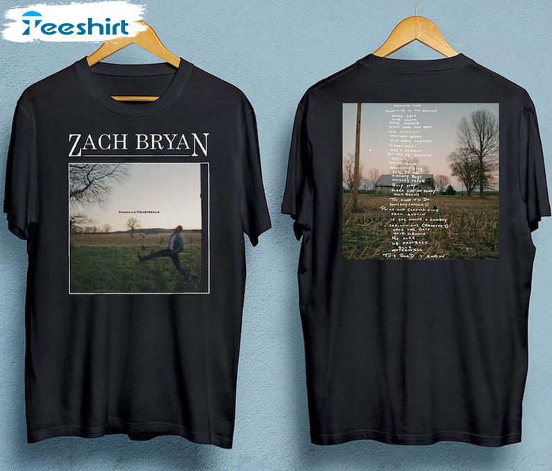 Zach Bryan Tour Shirt, American Heartbreak Tour Unisex T-shirt Short Sleeve