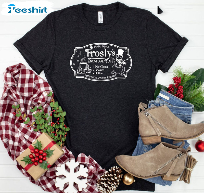 Frosty's Snowflake Cafe Shirt, Vintage Christmas Long Sleeve Unisex T-shirt