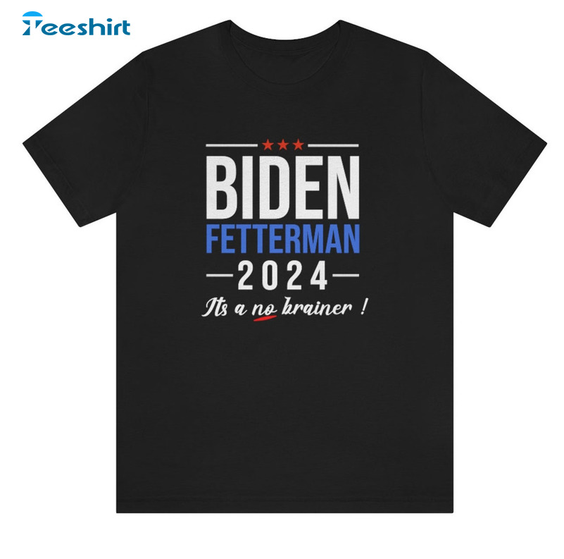 Biden Letterman 2024 It's A No Brainer Shirt, Trending Short Sleeve Crewneck