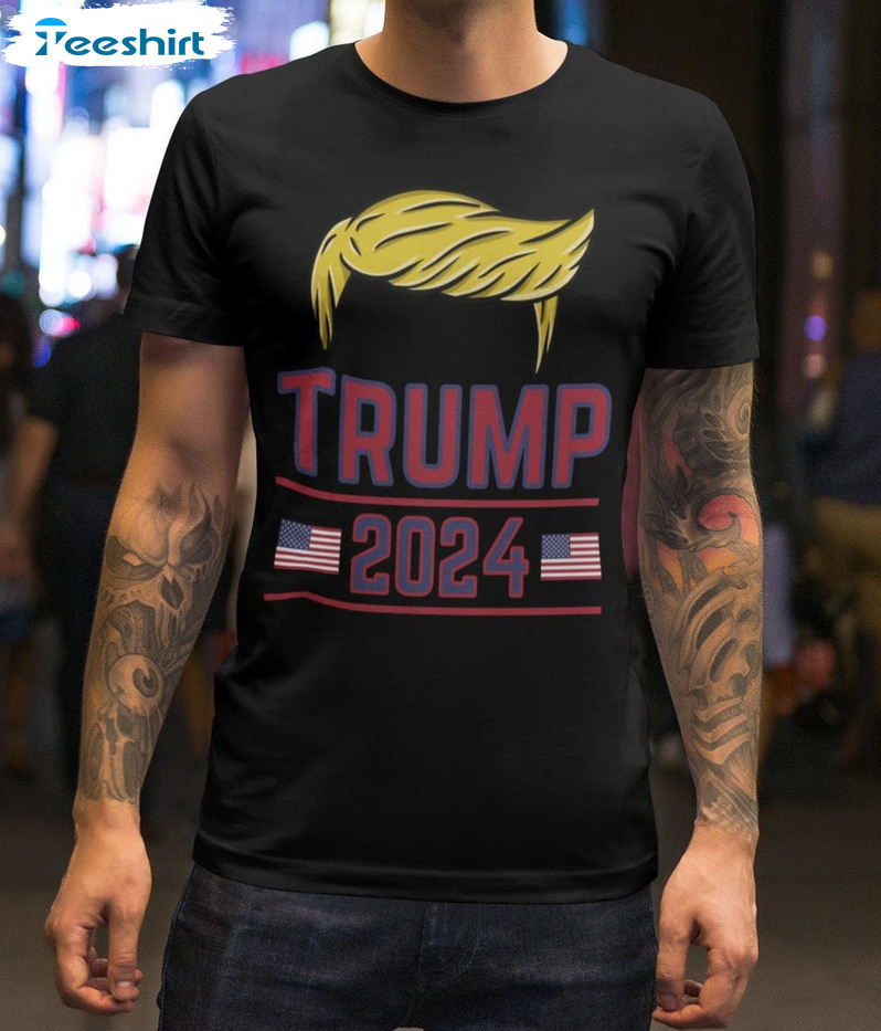 Trump 2024 Hair Shirt, Let's Go Brandon Make America Great Again Unisex Hoodie Crewneck