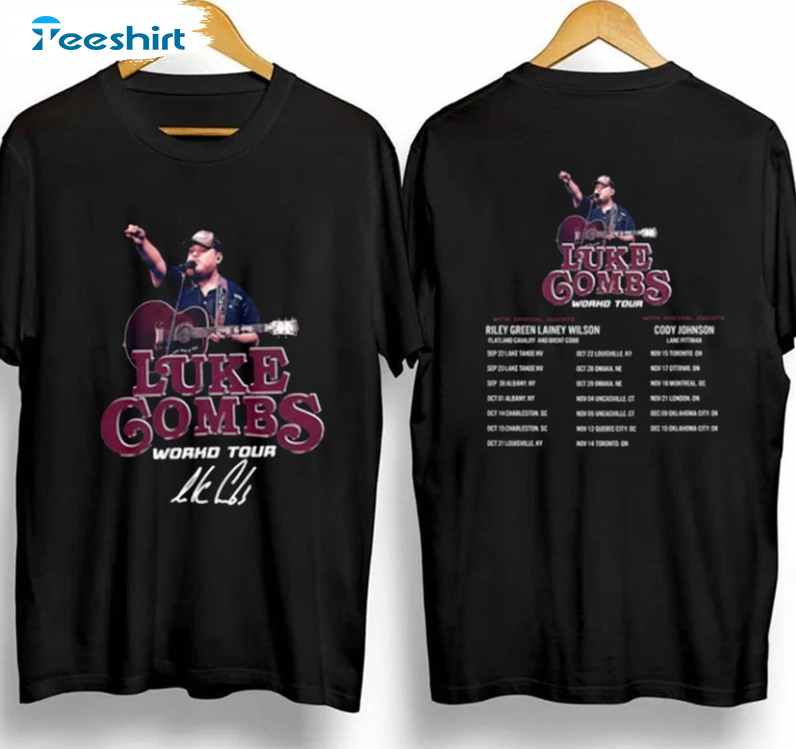 Luke Combs World Tour 2022 Shirt, Trending Short Sleeve Unisex Hoodie