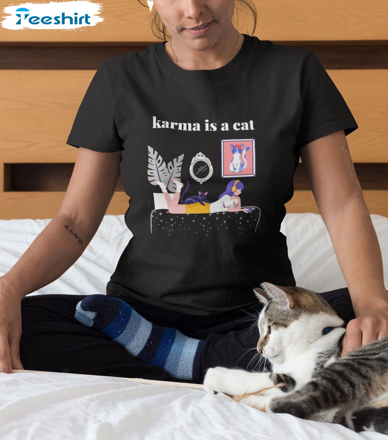Karma Is A Cat Shirt, Taylor Swift Vintage Sweatshirt Crewneck