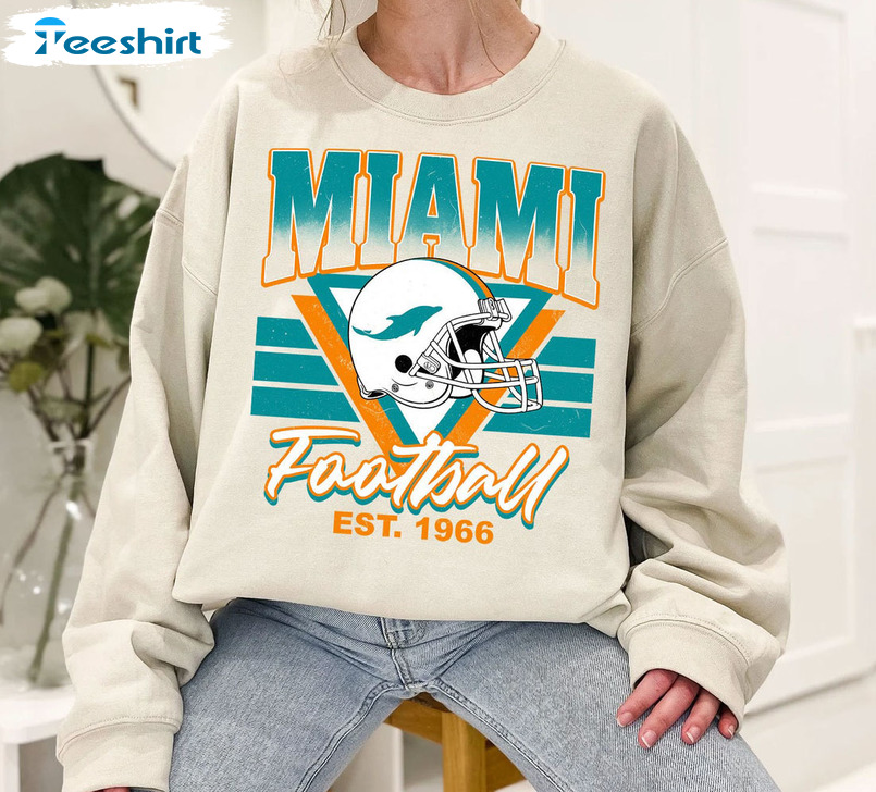 Miami Football Team Sweatshirt, American Football Long Sleeve Tee Tops