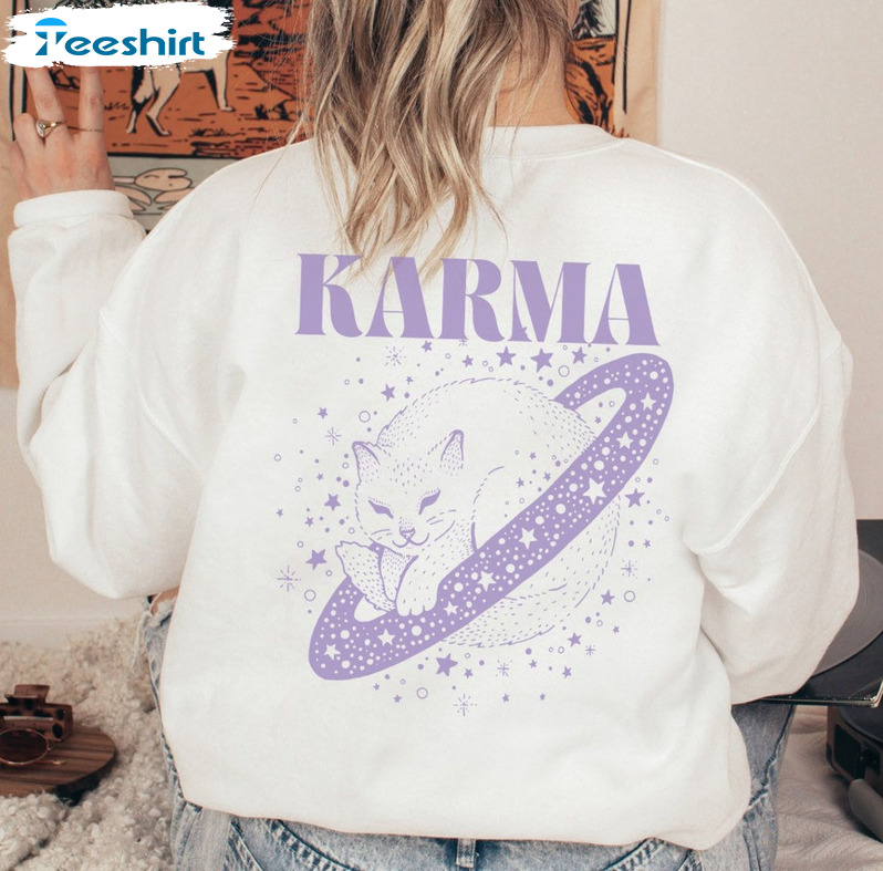 Karma Is A Cat Shirt, Taylor Swiftie Midnights Sweater Unisex T-shirt